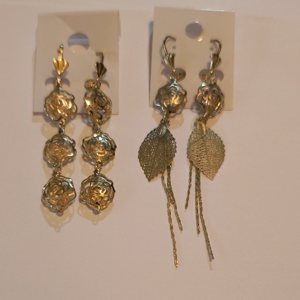 Elegant Gold Dangle Earrings Set /Gold Plated